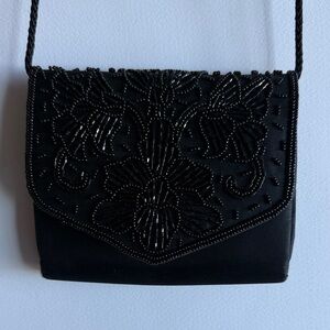 La Regale Black Beaded Clutch